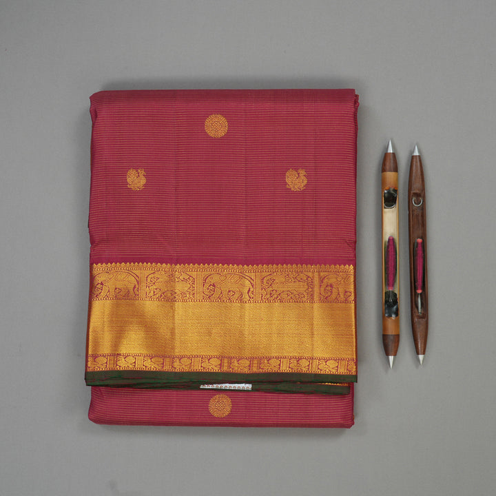 Hayagrivas Handloom Maroon Kanjivaram Ten Yards Silk Saree with Maroon Border KBE946H5-1