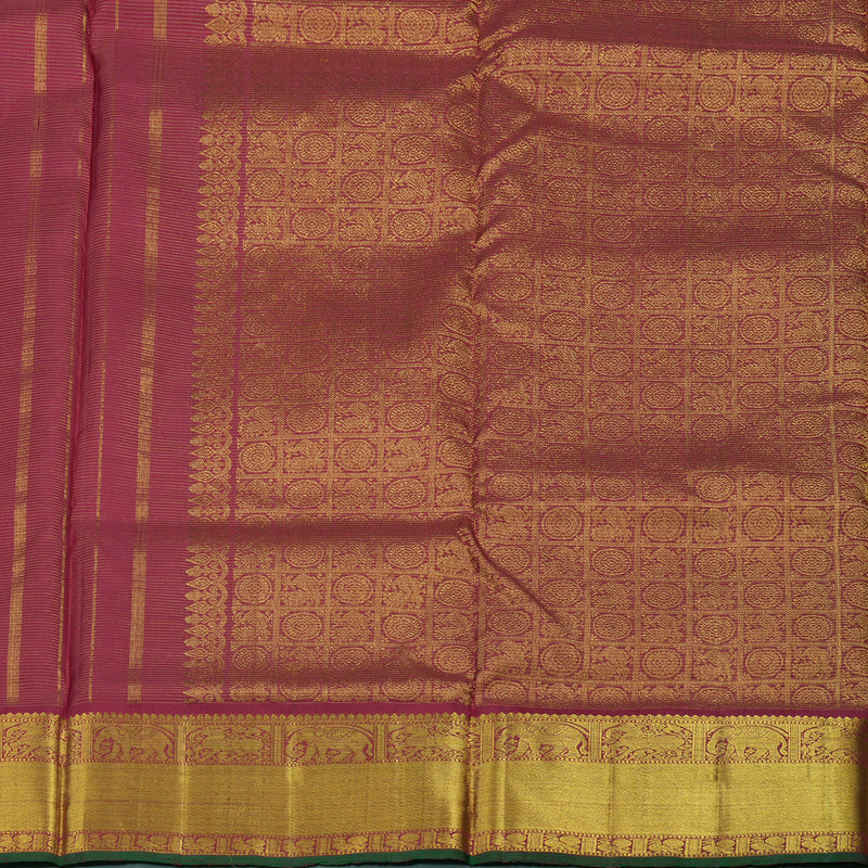 Hayagrivas Handloom Maroon Kanjivaram Ten Yards Silk Saree with Maroon Border KBE946H5-1