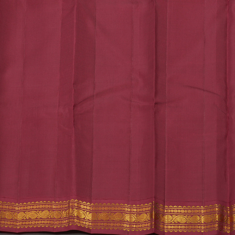 Hayagrivas Handloom Peach Kanjivaram Silk Saree with Green & Maroon (Ganga & Jamuna) Border KBE946H8-1