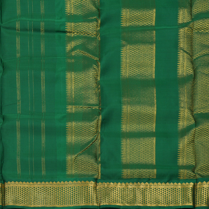 Hayagrivas Handloom Kanjivaram Onion Pink Ten Yards Silk Saree with Dark Green Border KBE949H3-1