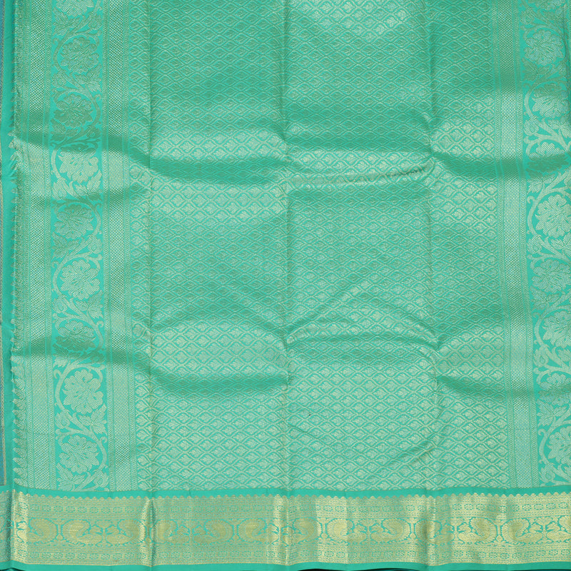 Hayagrivas Handloom Deep Purple Kanjivaram Silk Saree with Teal Border KBE949H6-3