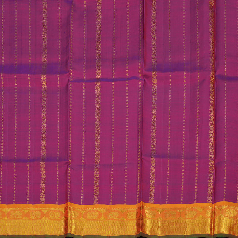 Hayagrivas Handloom Purple Kanjivaram Silk Pattu Pavadai with Golden Orange Border KBE955H1-1