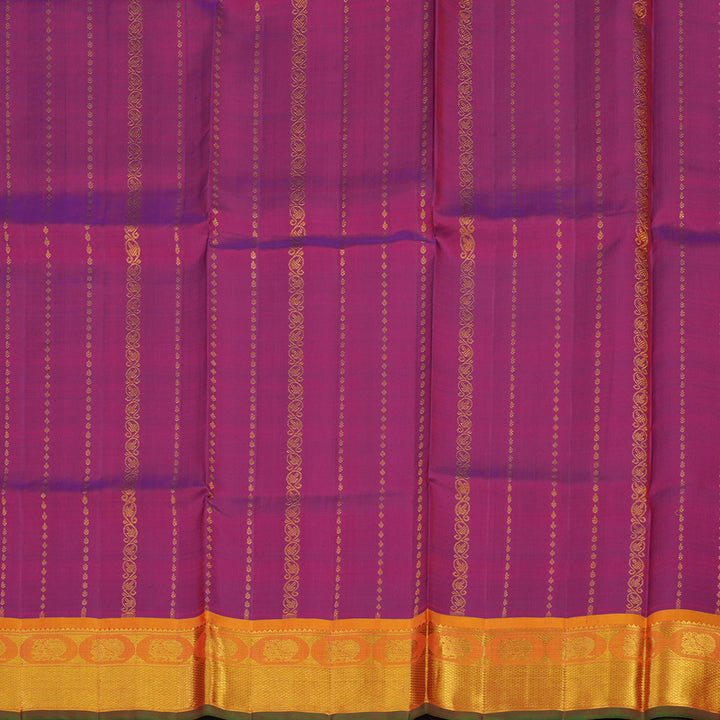 Hayagrivas Handloom Purple Kanjivaram Silk Pattu Pavadai with Golden Orange Border KBE955H1-1