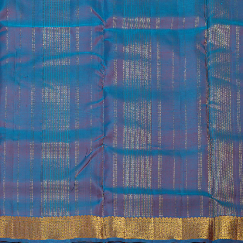 Hayagrivas Handloom Red Kanjivaram Ten Yards Silk Saree with Dual Toned Blue Border KBE958H1-1