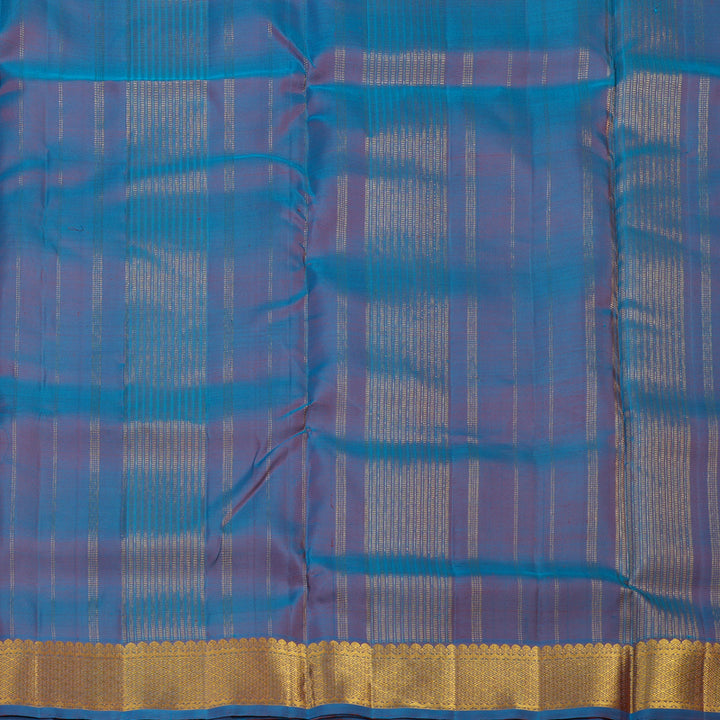 Hayagrivas Handloom Red Kanjivaram Ten Yards Silk Saree with Dual Toned Blue Border KBE958H1-1