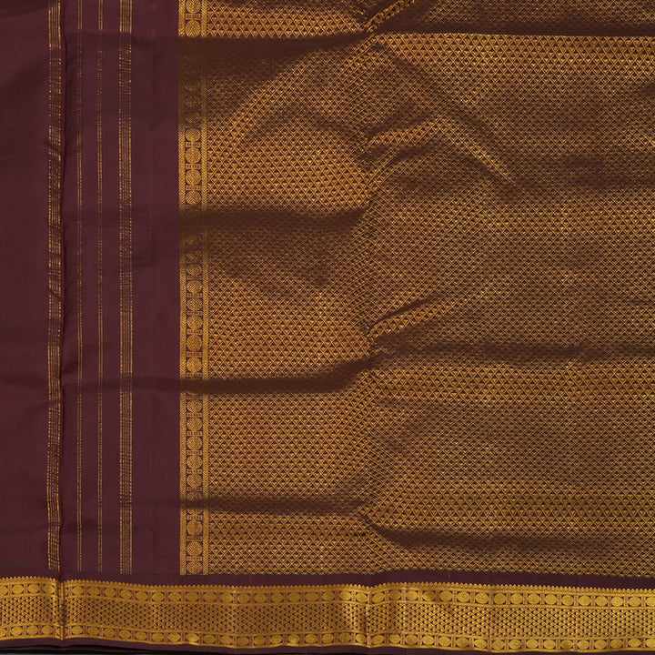Hayagrivas Handloom Orange Kanjivaram Ten Yards Silk Saree with Deep Brown Border KBE958H2-1