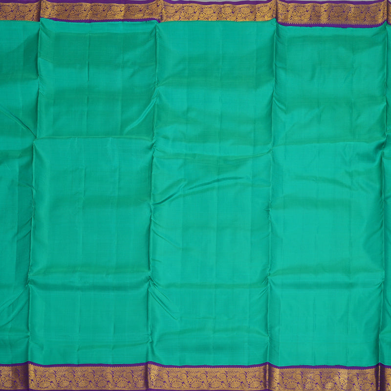 Hayagrivas Handloom Mint Green Ten Yards Kanjivaram Silk Saree with Purple Border KBE958H2-5