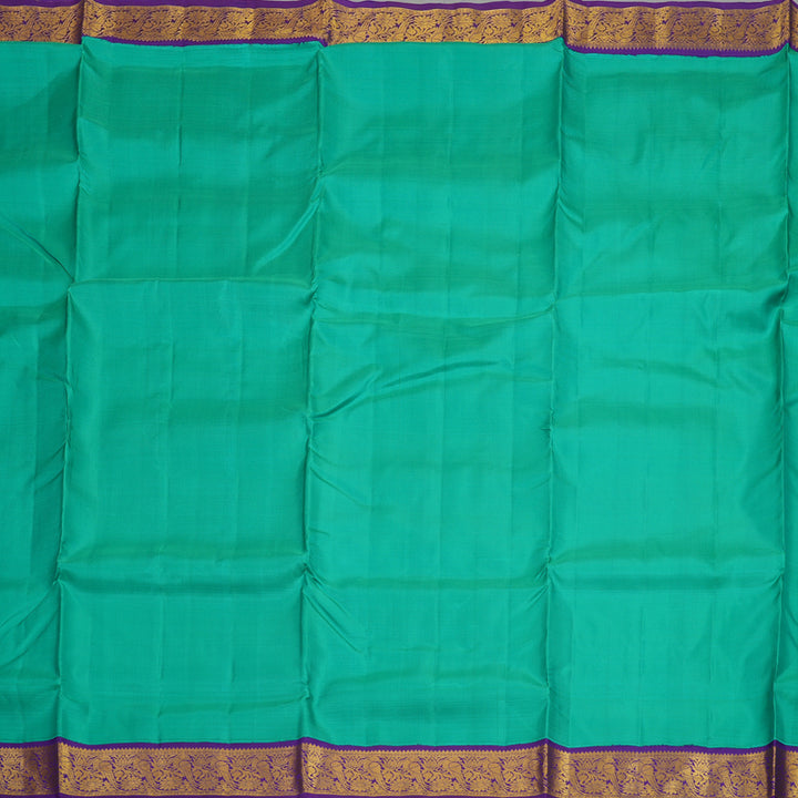 Hayagrivas Handloom Mint Green Ten Yards Kanjivaram Silk Saree with Purple Border KBE958H2-5