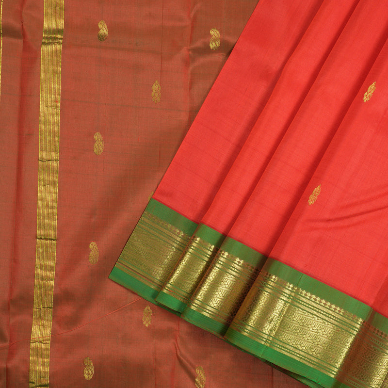 Hayagrivas Handloom Kanjivaram silk saree in stunning Red with manthalir KBE95D1-17