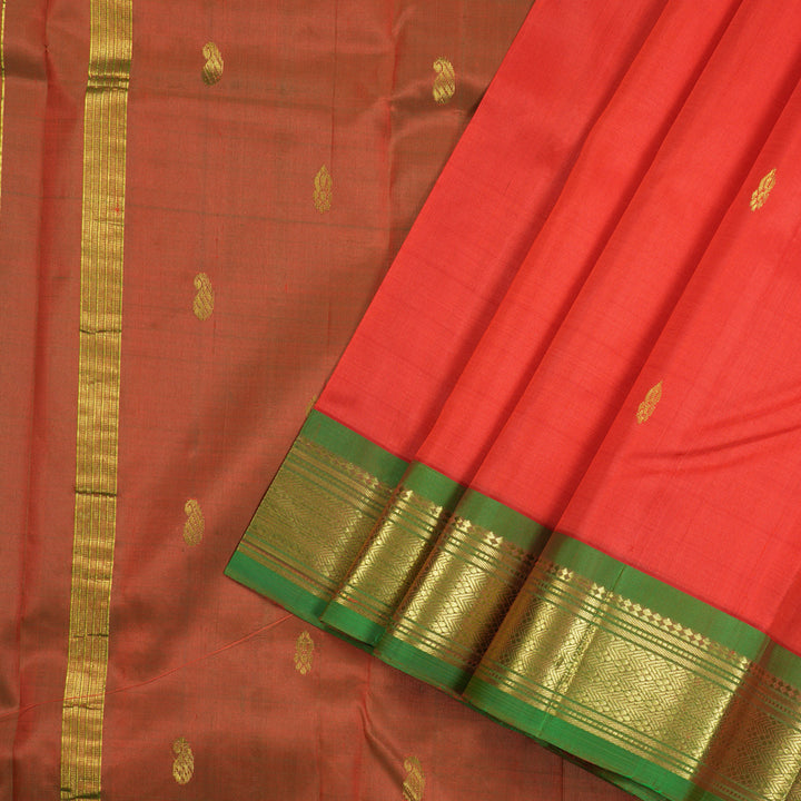 Hayagrivas Handloom Kanjivaram silk saree in stunning Red with manthalir KBE95D1-17