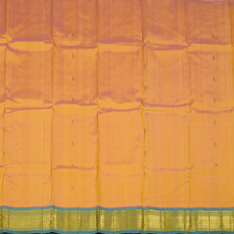 Hayagrivas Dual Tone (Pink With Yellow) Handloom Kanjivaram Silk Saree with Sky Blue Border KBE95D1-5
