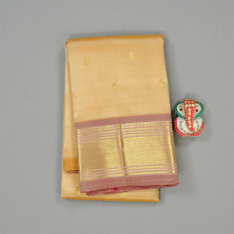 Hayagrivas Sandal Handloom Kanjivaram Silk Saree with Onion Pink Border KBE95D1-6