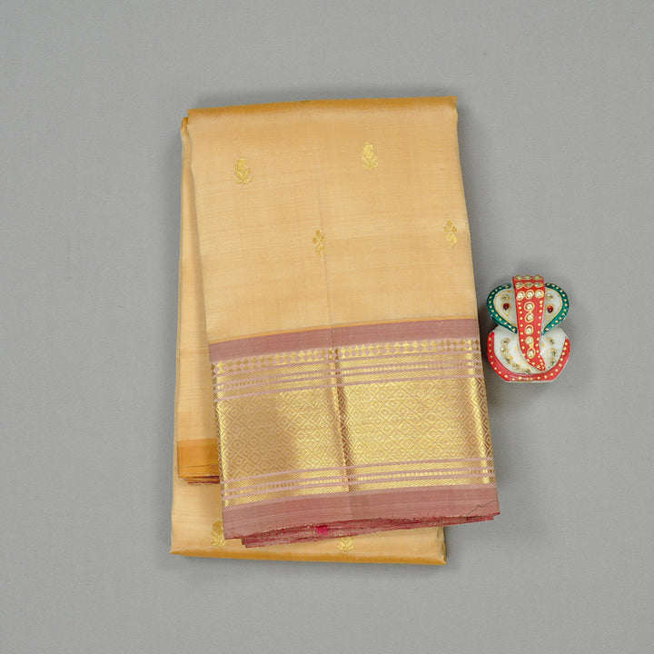 Hayagrivas Sandal Handloom Kanjivaram Silk Saree with Onion Pink Border KBE95D1-6