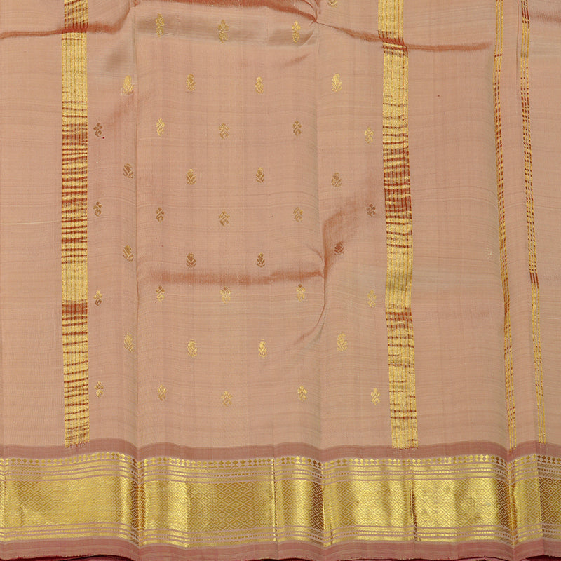 Hayagrivas Sandal Handloom Kanjivaram Silk Saree with Onion Pink Border KBE95D1-6