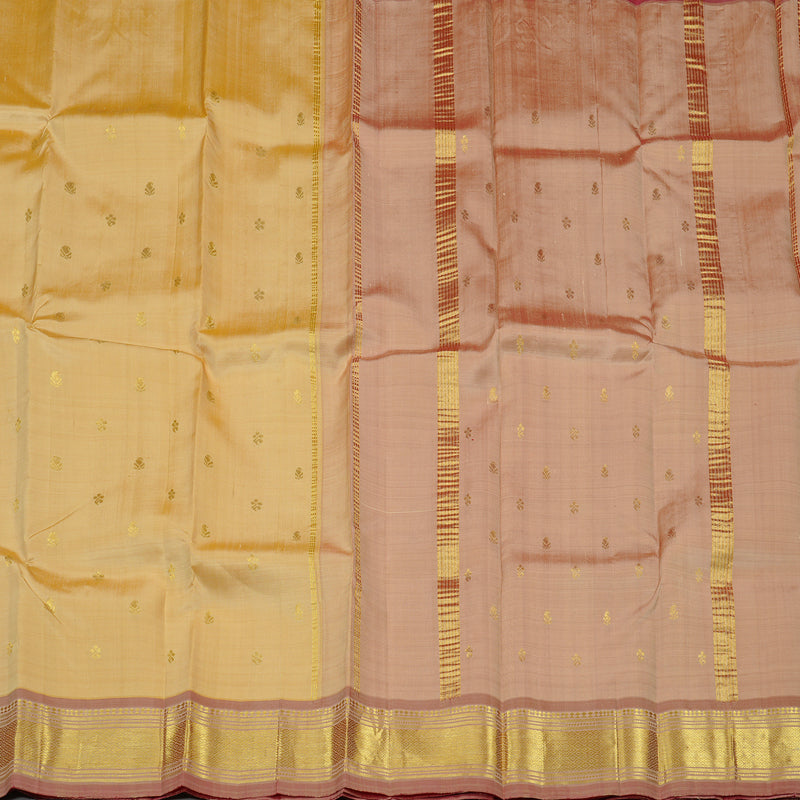 Hayagrivas Sandal Handloom Kanjivaram Silk Saree with Onion Pink Border KBE95D1-6