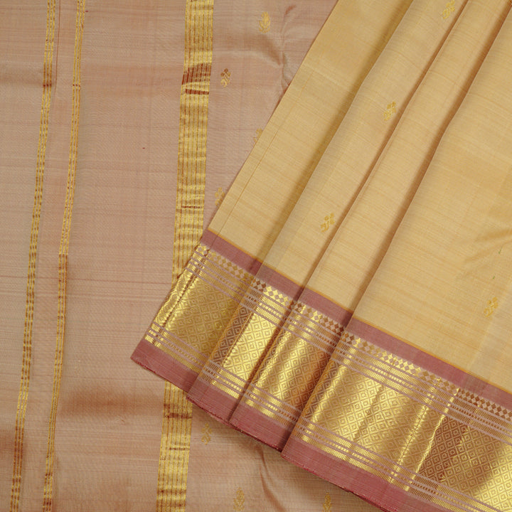 Hayagrivas Sandal Handloom Kanjivaram Silk Saree with Onion Pink Border KBE95D1-6