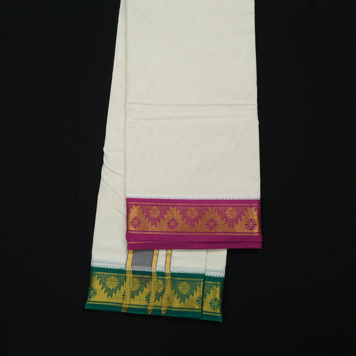 Hayagrivas Pure Cotton Dhoti 9*5 with Ganga Jamuna border (2 FAN) KBE965H1-1