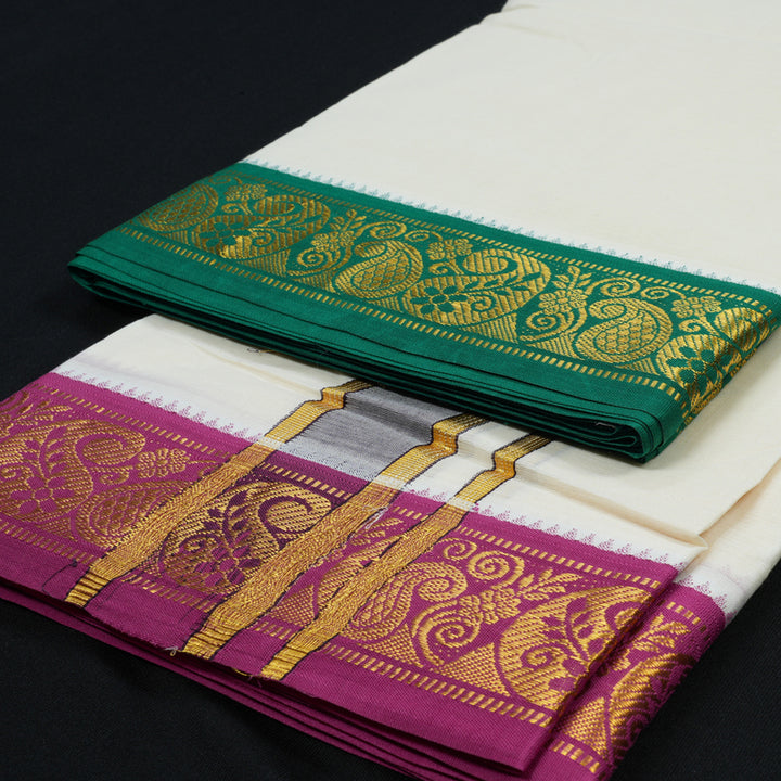 Hayagrivas Handloom 10*6 Cotton Dhothi KBE965H2-1