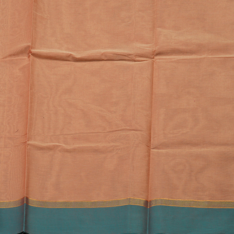 Hayagrivas Handloom Pure Cotton Saree in Light peach pink with sky blue KBE96D6-15