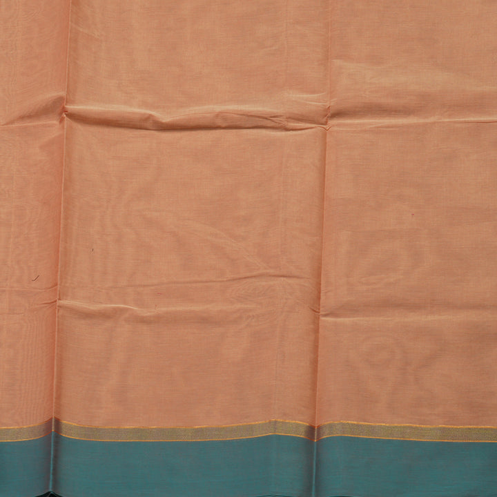 Hayagrivas Handloom Pure Cotton Saree in Light peach pink with sky blue KBE96D6-15