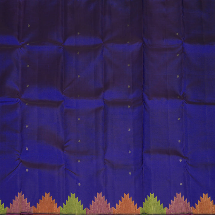 Hayagrivas Handloom Royal Blue Kanjivaram Silk Saree with Temple Border KBE970H2-1