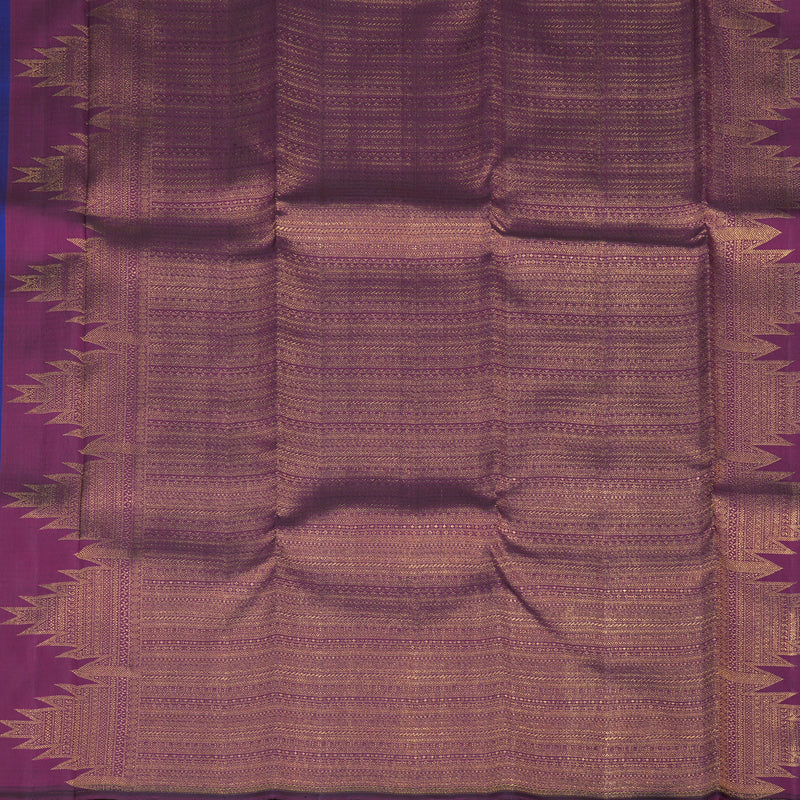 Hayagrivas Handloom Royal Blue Kanjivaram Silk Saree with Temple Border KBE970H2-1