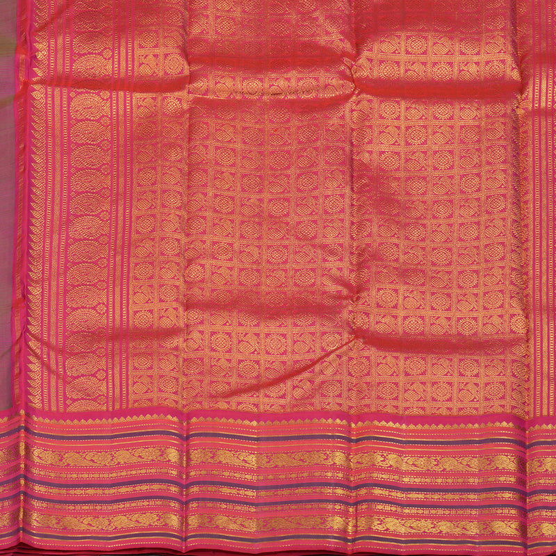 Hayagrivas Handloom Pure Kanjivaram Silk Saree in Fluorescent Green with Pink Contrast KBE977I16-1