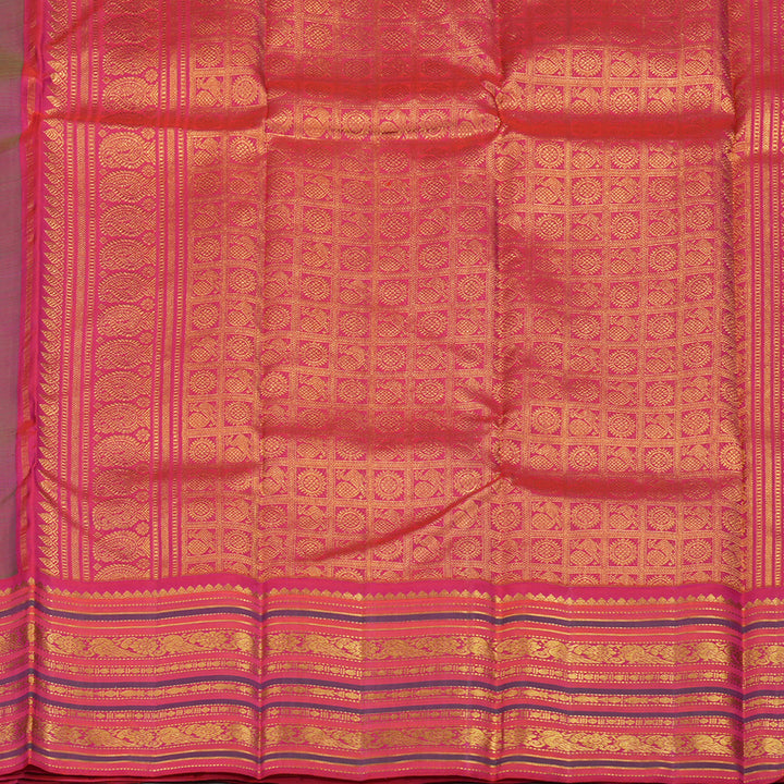 Hayagrivas Handloom Pure Kanjivaram Silk Saree in Fluorescent Green with Pink Contrast KBE977I16-1