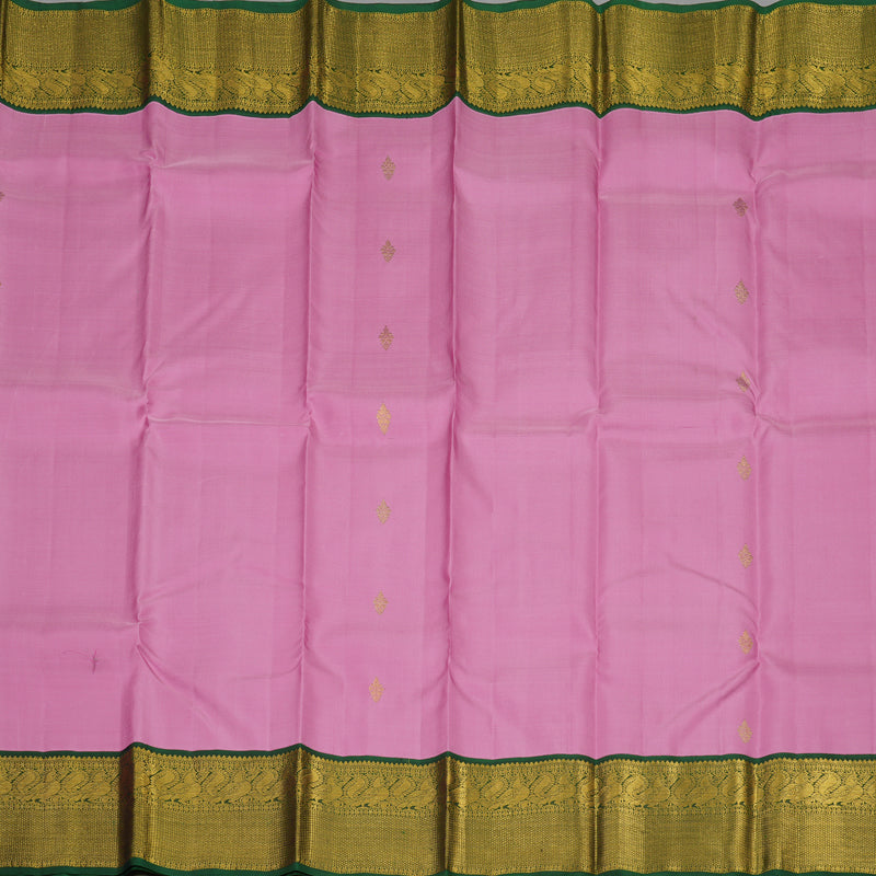 Hayagrivas Korvai Kanjivaram Silk Saree in Graceful Rose Pink with Bottle Green KBE978I10-2