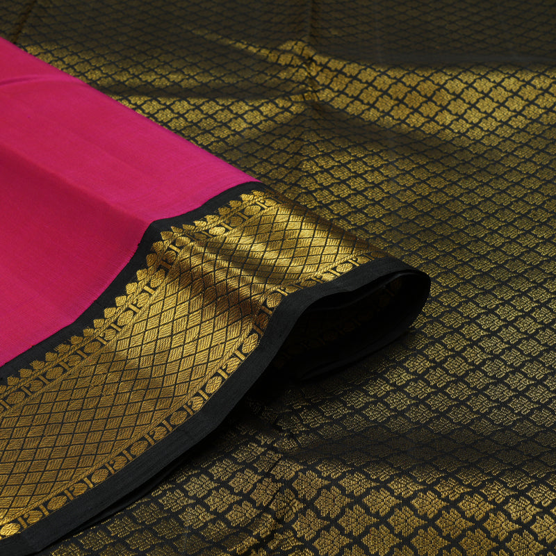 Hayagrivas Handloom Rani Pink Kanjivaram Silk Saree with Black Border KBE978I11-4