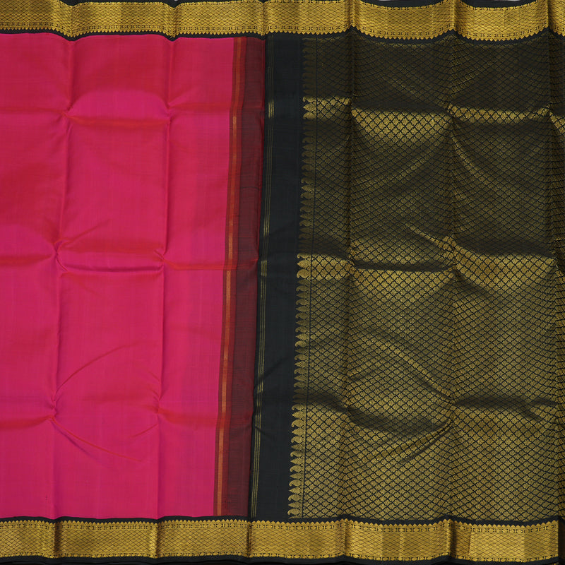 Hayagrivas Handloom Rani Pink Kanjivaram Silk Saree with Black Border KBE978I11-4
