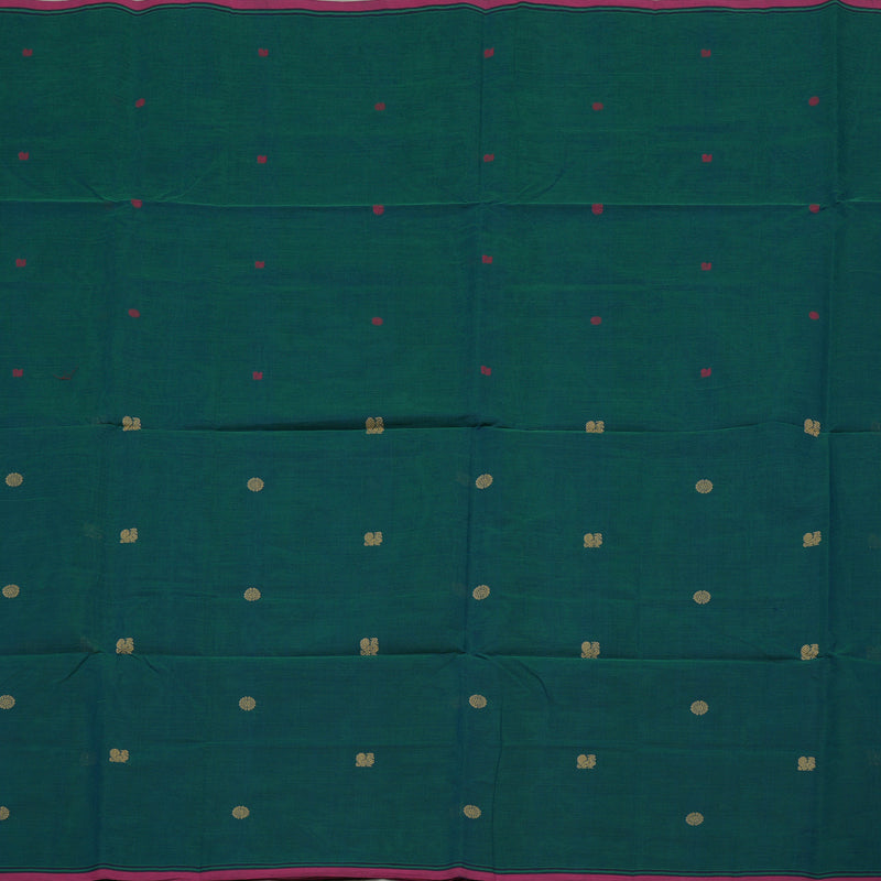 Hayagrivas Handloom Pure Cotton Saree in Captivating Peacock Blue KBE97D10-4