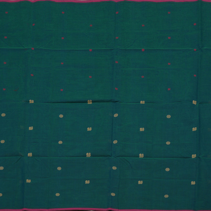 Hayagrivas Handloom Pure Cotton Saree in Captivating Peacock Blue KBE97D10-4