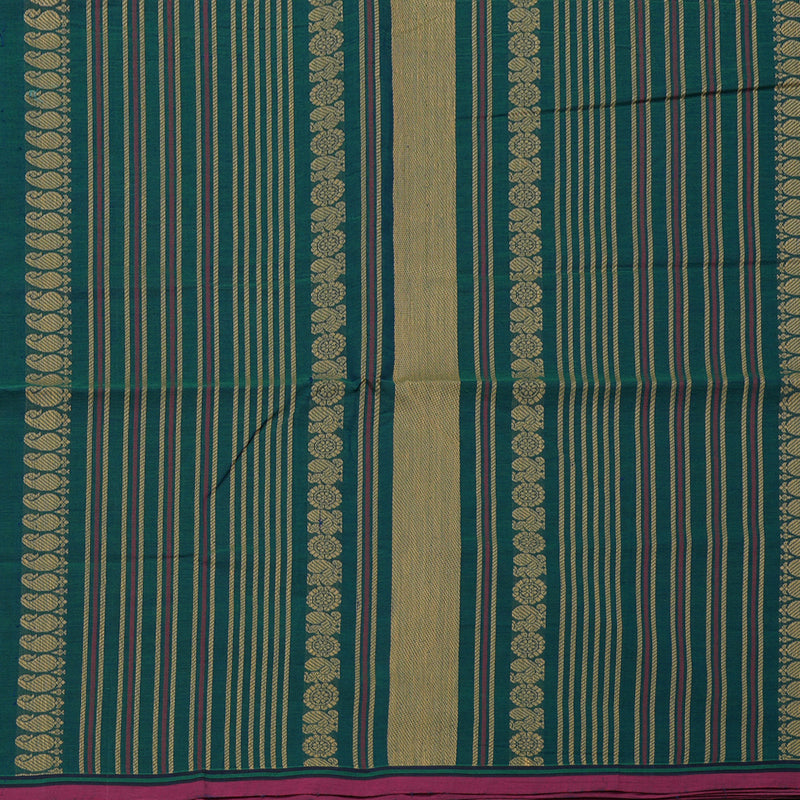 Hayagrivas Handloom Pure Cotton Saree in Captivating Peacock Blue KBE97D10-4