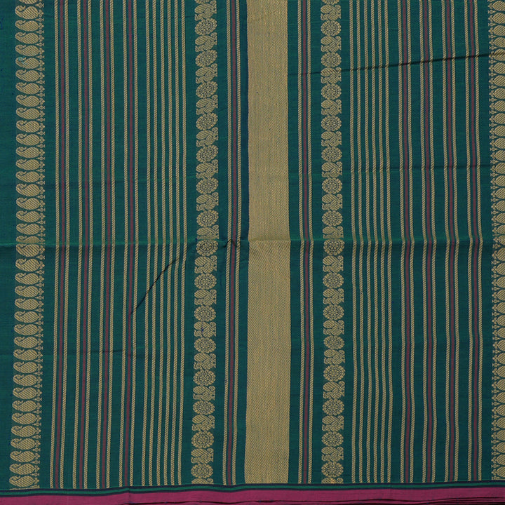 Hayagrivas Handloom Pure Cotton Saree in Captivating Peacock Blue KBE97D10-4