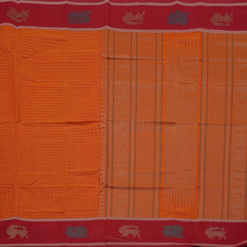 Hayagrivas Handloom Pure Cotton Saree in Dramatic Honey Orange KBE97D11-4