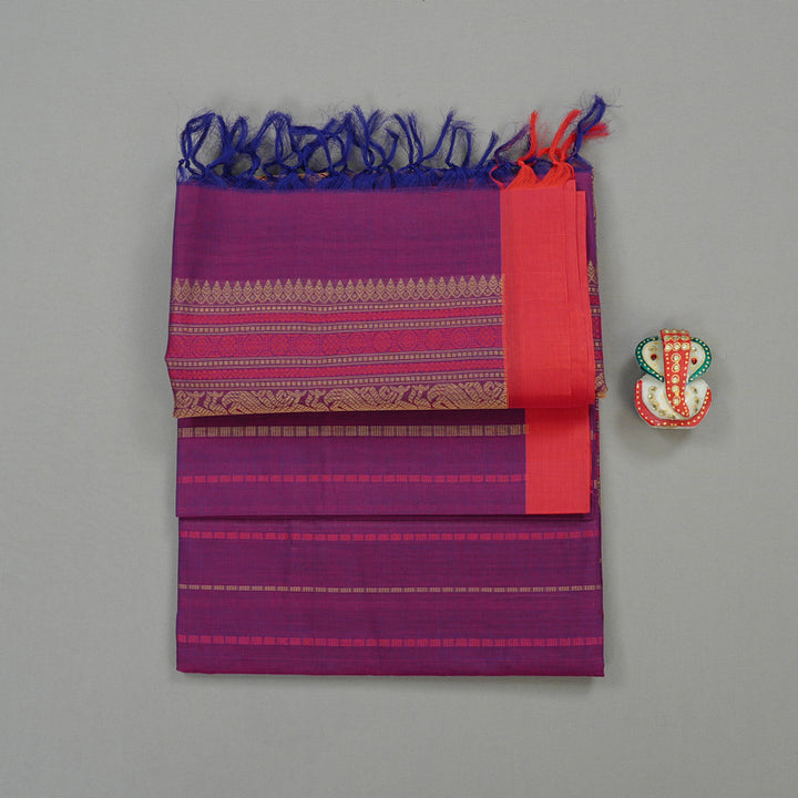 Hayagrivas Handloom Pure Cotton Saree in Delightful Purple KBE97D12-2