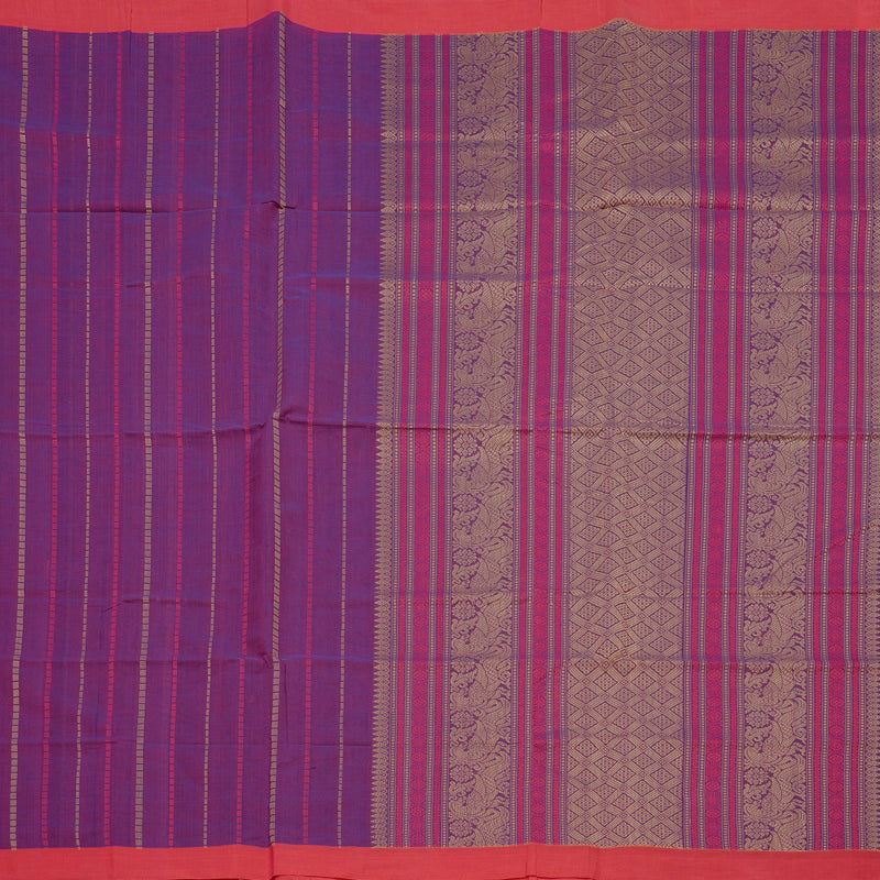 Hayagrivas Handloom Pure Cotton Saree in Delightful Purple KBE97D12-2