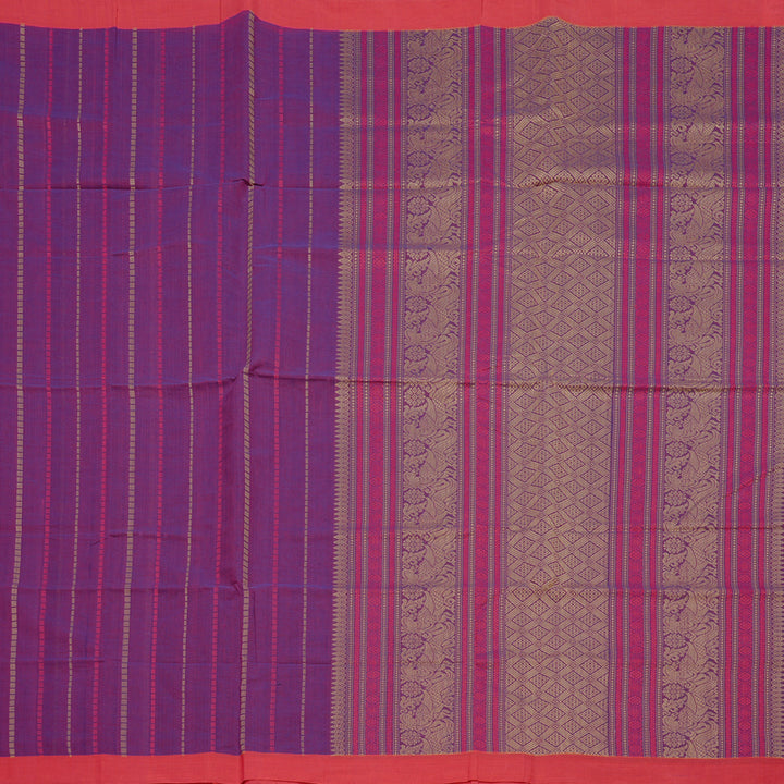 Hayagrivas Handloom Pure Cotton Saree in Delightful Purple KBE97D12-2
