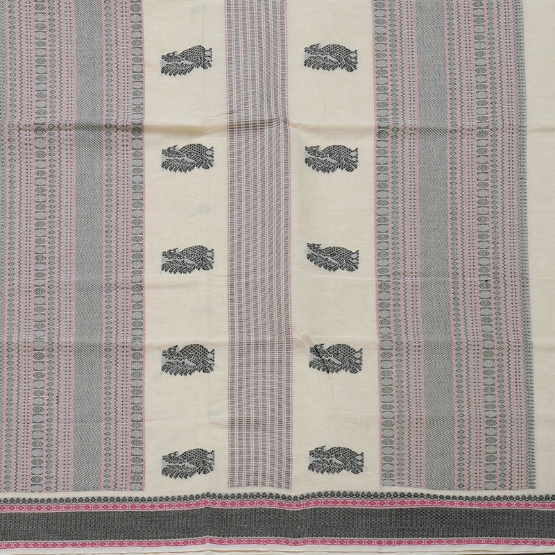 Hayagrivas handloom Beaming Beige Cotton Saree KBE97D13-3