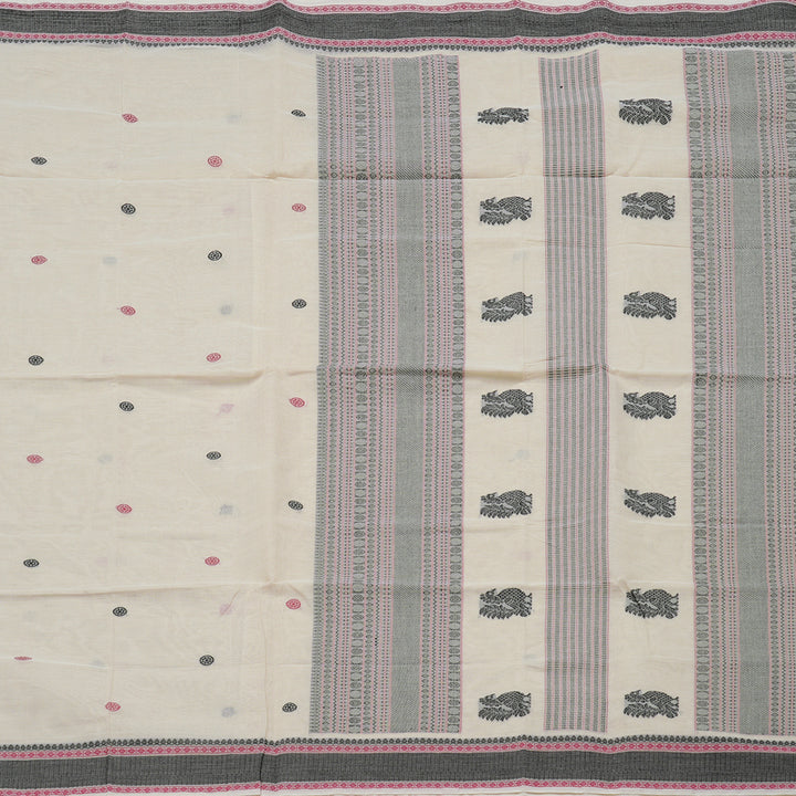 Hayagrivas handloom Beaming Beige Cotton Saree KBE97D13-3