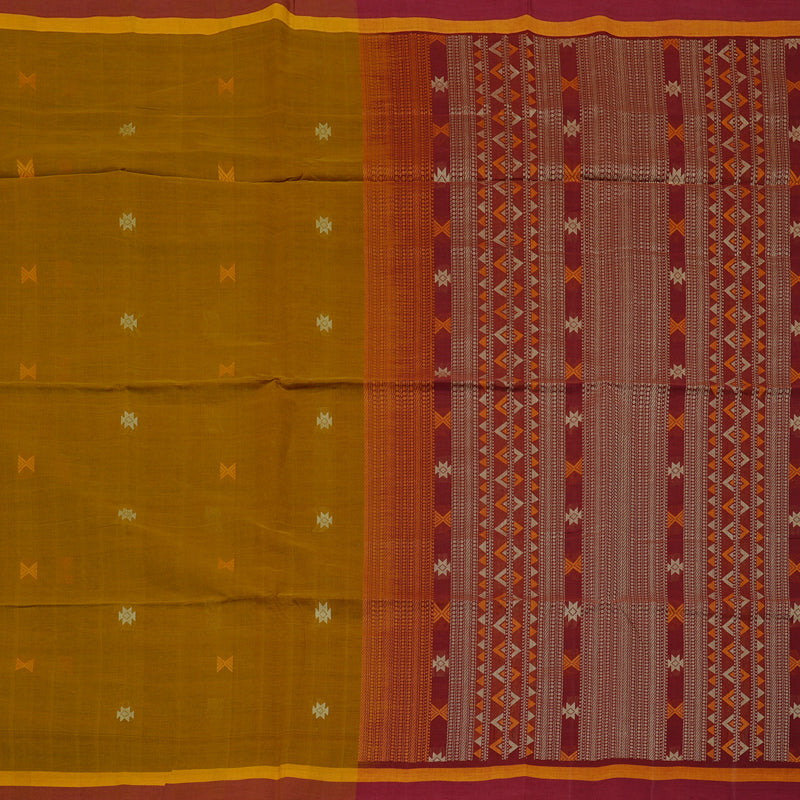 Hayagrivas Handloom Pure Cotton Saree in Regal Dark Fenugreek KBE97D2-3