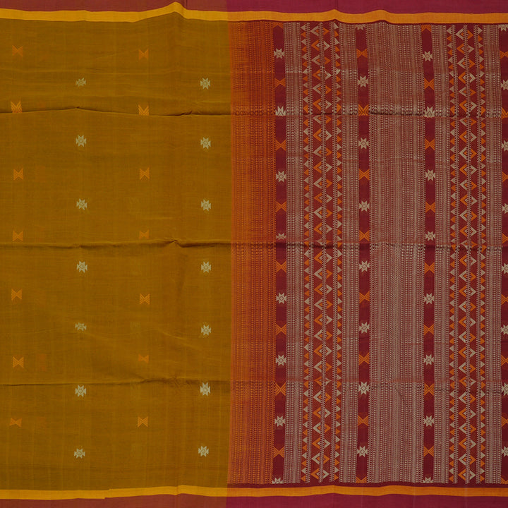 Hayagrivas Handloom Pure Cotton Saree in Regal Dark Fenugreek KBE97D2-3