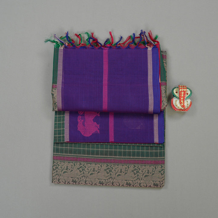 Hayagrivas Handloom Ganga Jamuna Pure Cotton Saree in Lively Mandhalir KBE97D4-1