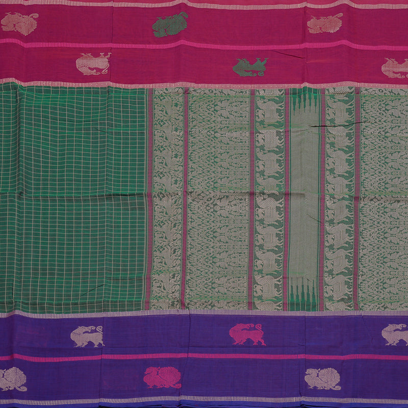 Hayagrivas Handloom Ganga Jamuna Pure Cotton Saree in Lively Mandhalir KBE97D4-1