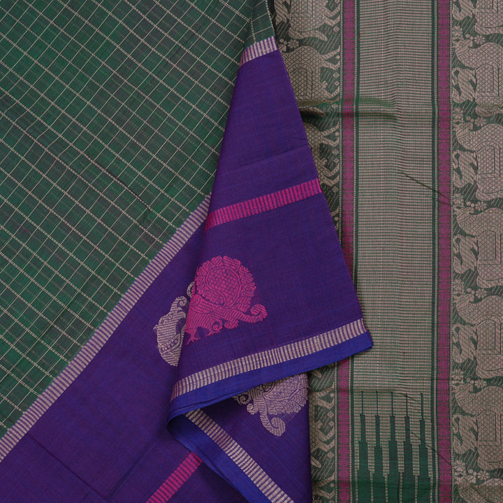 Hayagrivas Handloom Ganga Jamuna Pure Cotton Saree in Lively Mandhalir KBE97D4-1