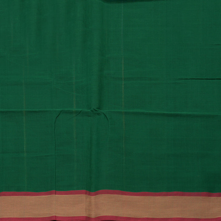 Hayagrivas Green Pure Cotton Saree with Mild Red Border KBE97D5-7