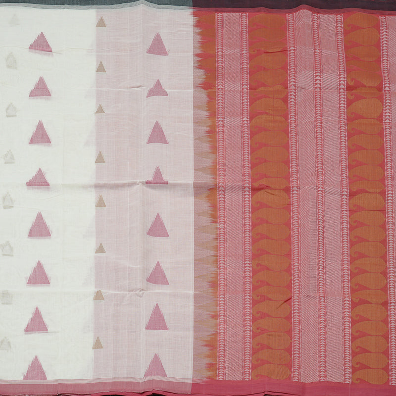 Hayagrivas Handloom Pure Cotton Saree in Graceful White KBE97D6-2