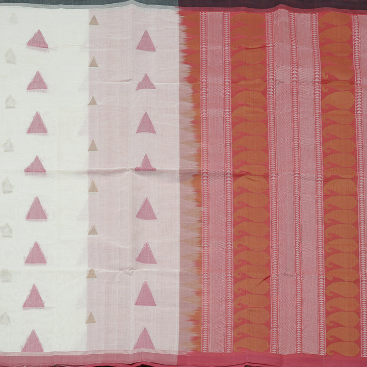 Hayagrivas Handloom Pure Cotton Saree in Graceful White KBE97D6-2
