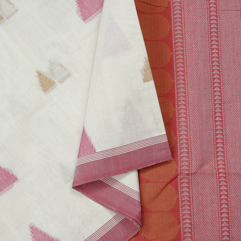 Hayagrivas Handloom Pure Cotton Saree in Graceful White KBE97D6-2
